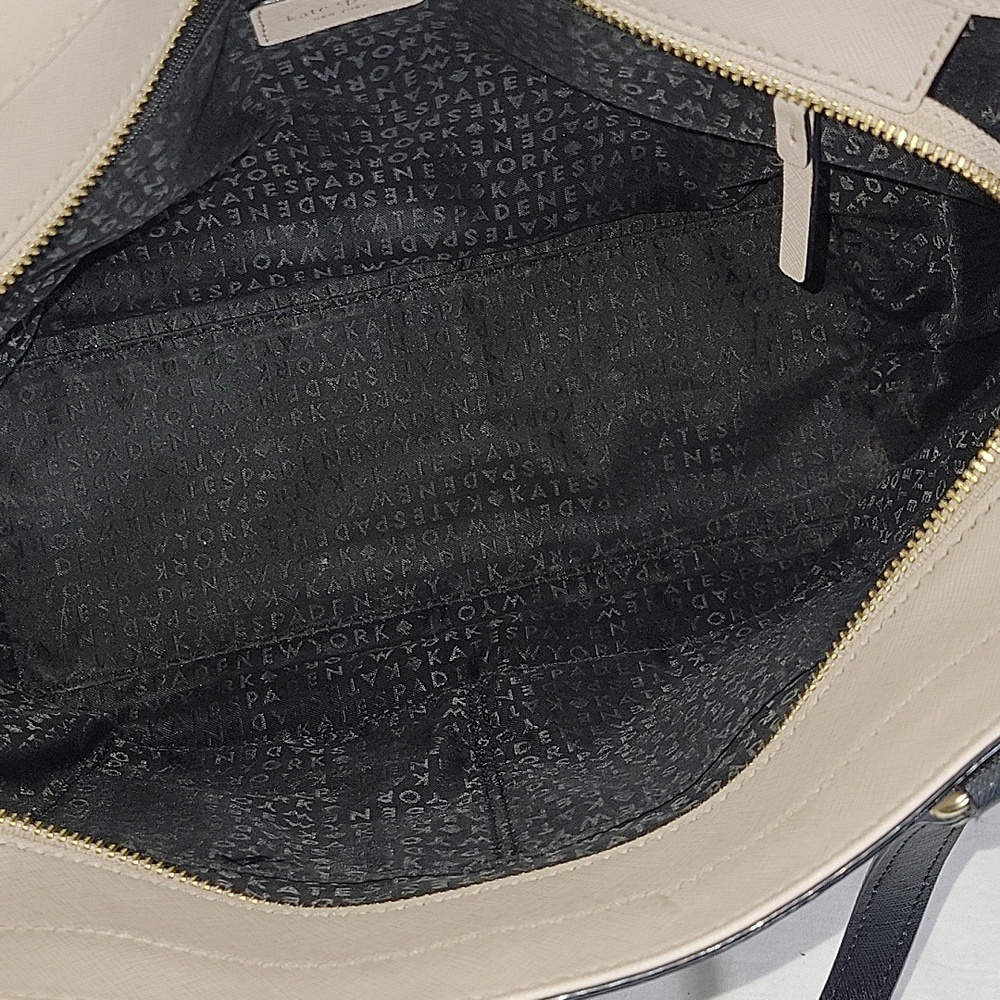 Kate Spade 2-Tone Saffiano Leather Black and Cream Women's Tote Bag - Picture 9 of 13